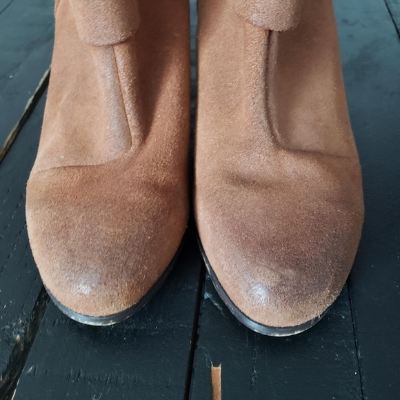 Jeffrey Campbell City Slick Women's 7 Tan Ankle Booties Gold Horse Bit Buckle - Picture 9 of 12